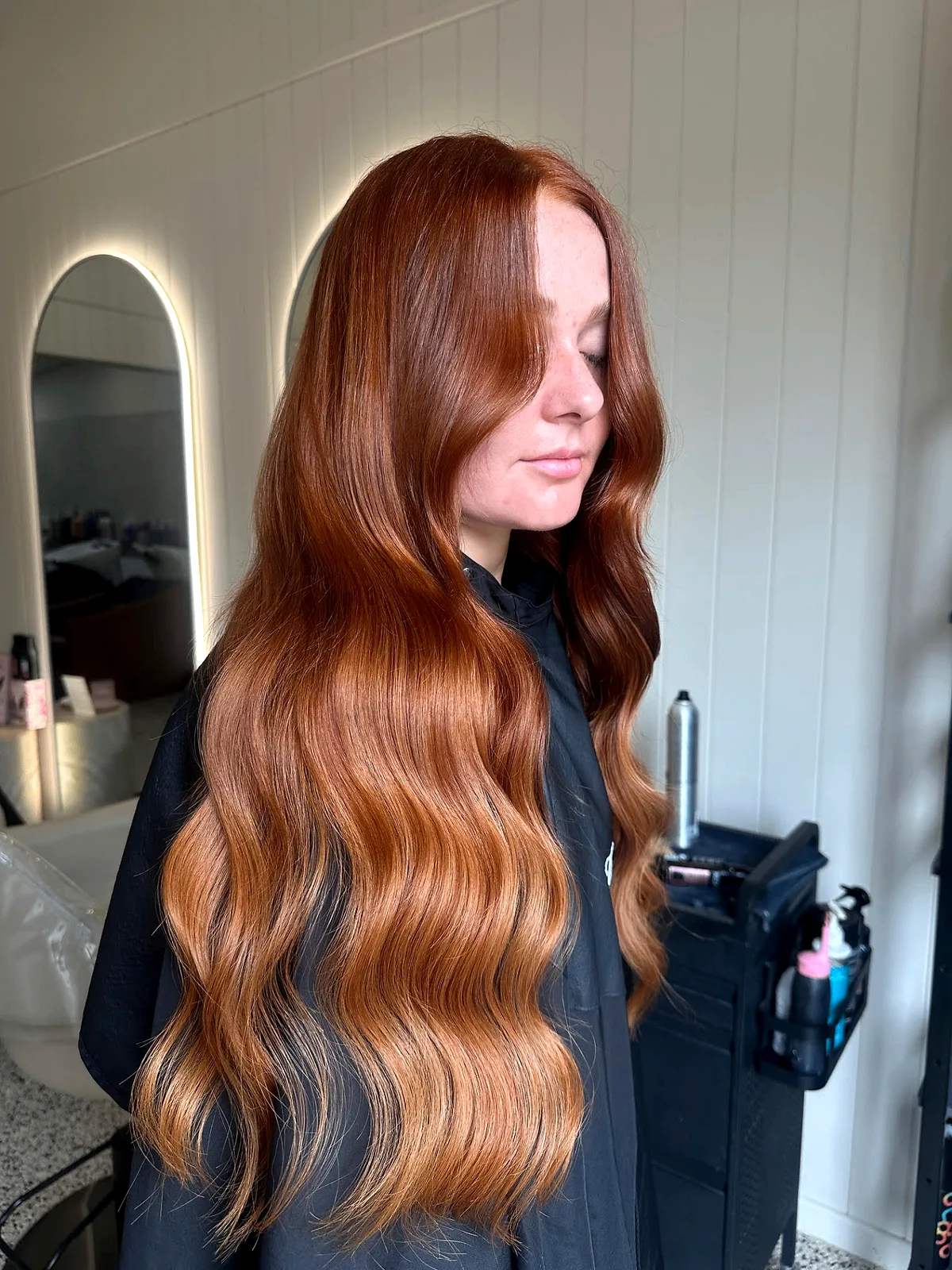 Long blonde hair extensions blowout, South Townsville salon