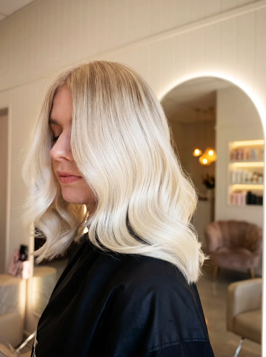 Brunette to blonde colour correction transformation